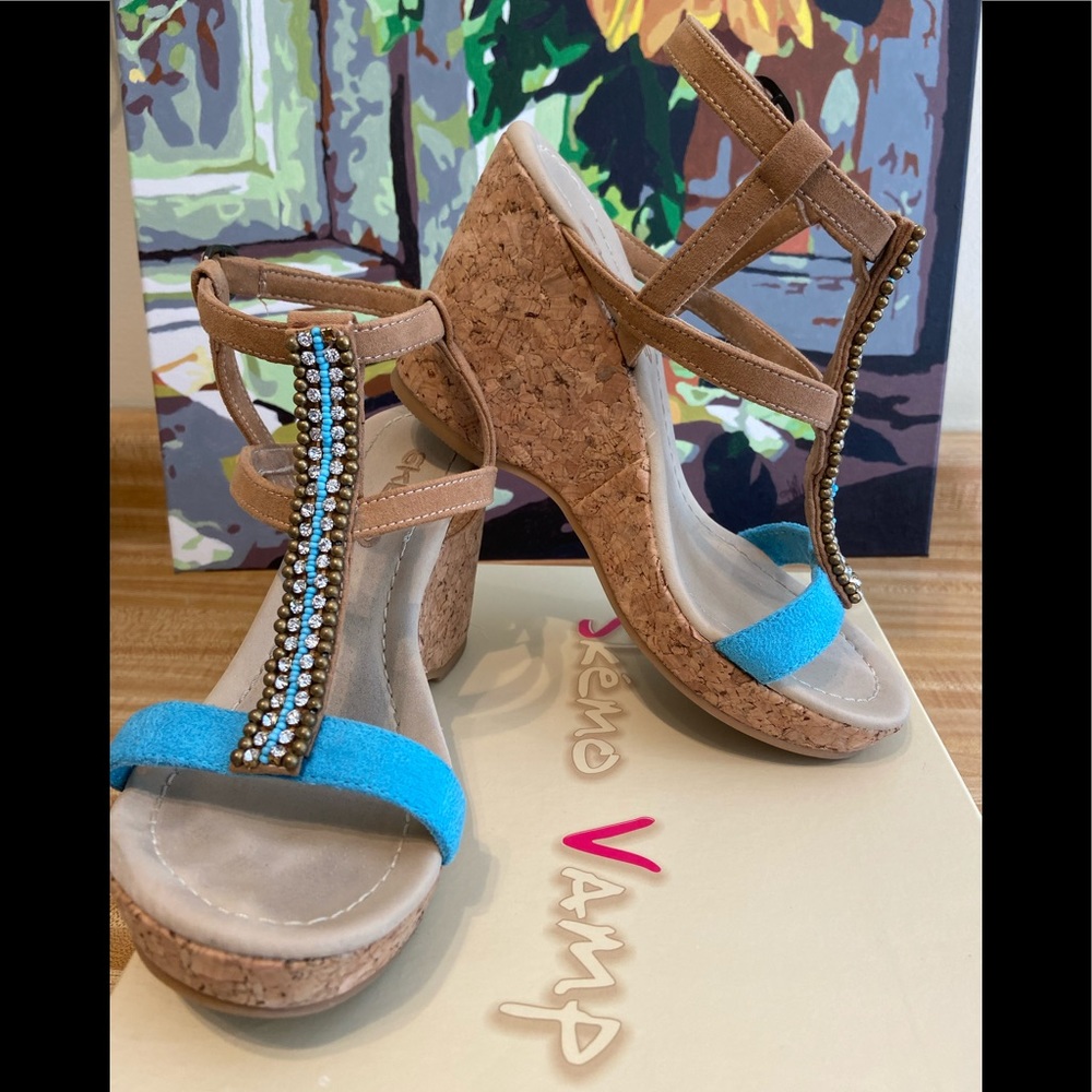 Sexy Skemo Rhinestone Embellished Wedge Sandals